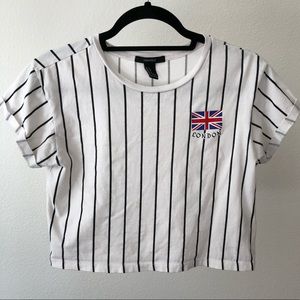 stripped london crop top forever 21cuffed sleeves
